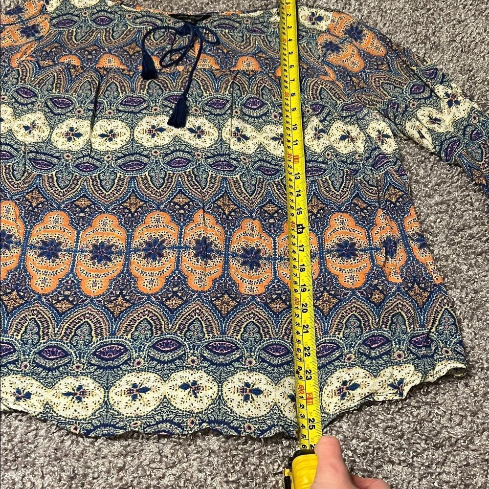 Lucky Brand Bohemian Blue and Orange Women's Top - Picture 4 of 6